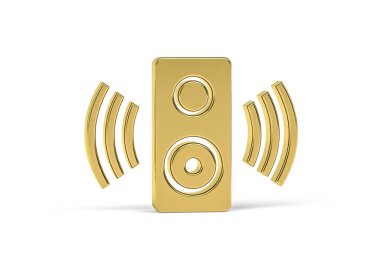 Beyaz arkaplanda izole edilmiş Altın 3d hoparlör simgesi - 3d oluşturma