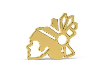 Antik Maya uygarlığı - Altın sanat ve kültür simgesi beyaz arka planda izole - 3D görüntüleme