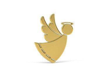 Beyaz arkaplanda izole edilmiş Altın Melek simgesi - 3B görüntüleme