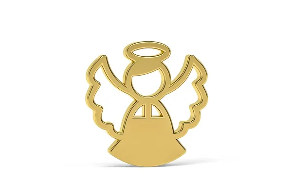 Ícone Anjo Dourado Isolado Fundo Branco Renderização — Fotografia de Stock