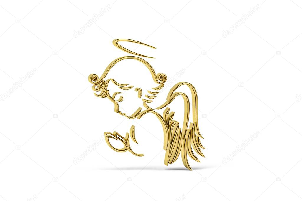 Golden angel icon isolated on white background - 3D render