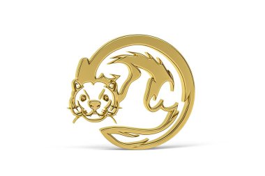 Beyaz arkaplanda izole edilmiş altın gelincik simgesi - 3B görüntüleme