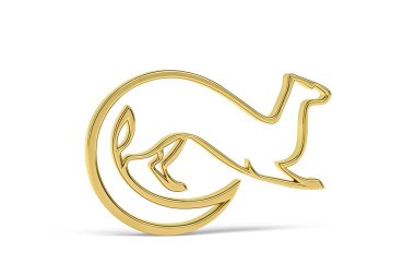 Beyaz arkaplanda izole edilmiş altın gelincik simgesi - 3B görüntüleme