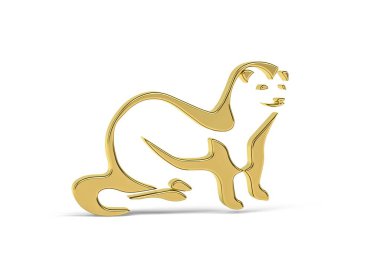 Beyaz arkaplanda izole edilmiş altın gelincik simgesi - 3B görüntüleme