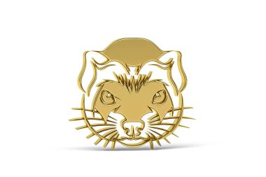 Beyaz arkaplanda izole edilmiş altın gelincik simgesi - 3B görüntüleme