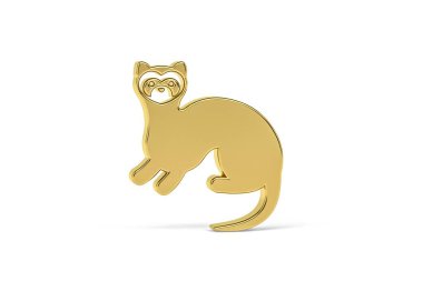 Beyaz arkaplanda izole edilmiş altın gelincik simgesi - 3B görüntüleme