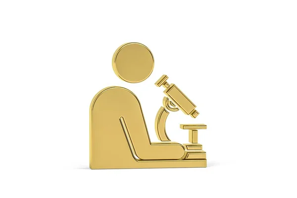 Golden Microscoop Icoon Geïsoleerd Witte Achtergrond Render — Stockfoto
