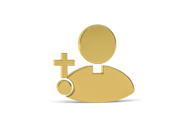 白い背景に隔離された黄金の3D司祭アイコン 3Dレンダリング — ストック写真