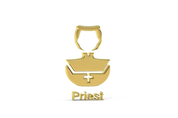 Golden Präst Ikon Isolerad Vit Bakgrund Render — Stockfoto