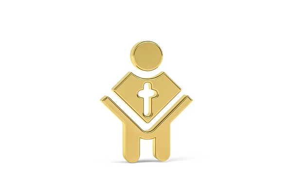Ícone Sacerdote Dourado Isolado Fundo Branco Renderização — Fotografia de Stock