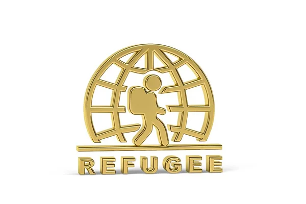 Złota Ikona Uchodźcy Izolowana Białym Tle Renderowanie — Zdjęcie stockowe