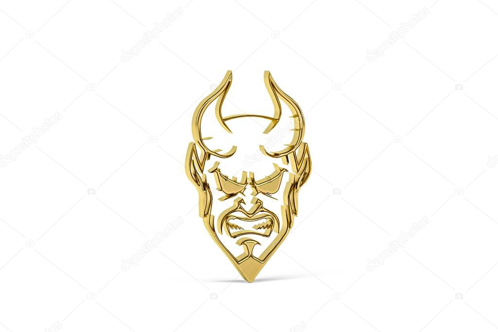 Golden devil icon isolated on white background - 3D render