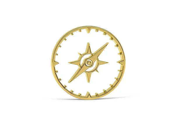Golden Kompas Ikona Izolované Bílém Pozadí Vykreslení — Stock fotografie