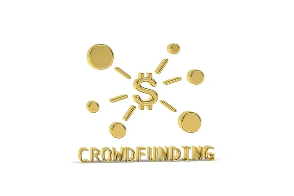 Χρυσή Εικονίδιο Crowdfunding Απομονώνονται Λευκό Φόντο Καθιστούν — Φωτογραφία Αρχείου