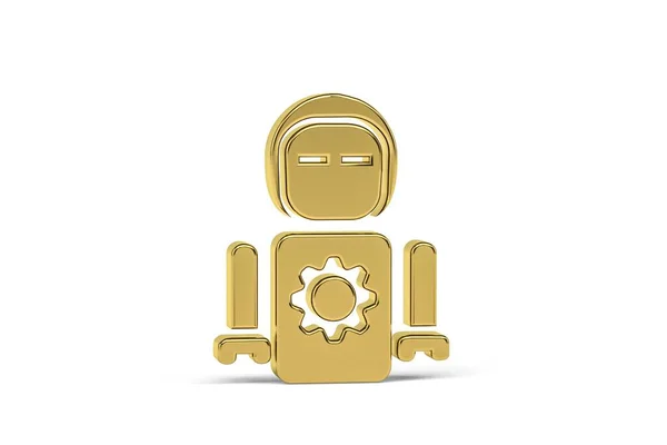Zlatý Robot Ikona Izolované Bílém Pozadí Vykreslení — Stock fotografie