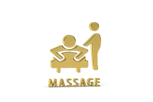 Goldenes Massage Symbol Isoliert Auf Weißem Hintergrund Renderer — Stockfoto