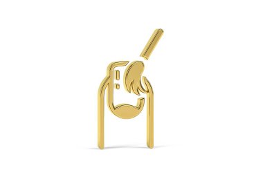 Beyaz arkaplanda izole edilmiş Altın 3d manikür simgesi - 3d oluşturma