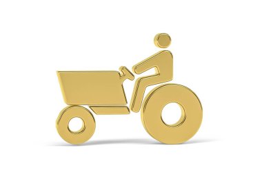 Beyaz arkaplanda izole edilmiş Altın 3D traktör simgesi - 3d oluşturma