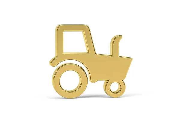 Goldenes Traktorsymbol Isoliert Auf Weißem Hintergrund Render — Stockfoto