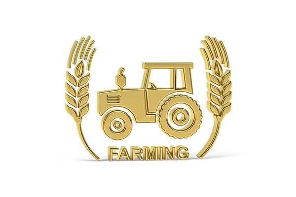 Goldenes Traktorsymbol Isoliert Auf Weißem Hintergrund Render — Stockfoto