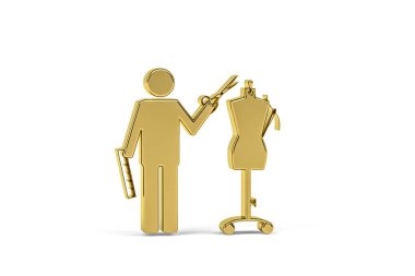 Beyaz arkaplanda izole edilmiş Altın 3d terzi simgesi - 3d oluşturma