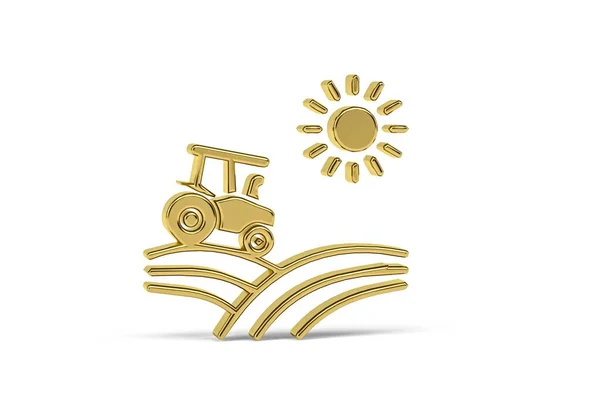 Goldenes Landwirtschaftssymbol Isoliert Auf Weißem Hintergrund Renderer — Stockfoto