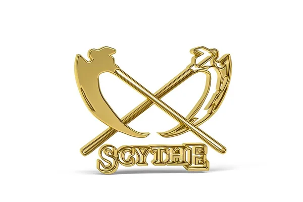 Golden Scythe Ícone Isolado Fundo Branco Renderização — Fotografia de Stock