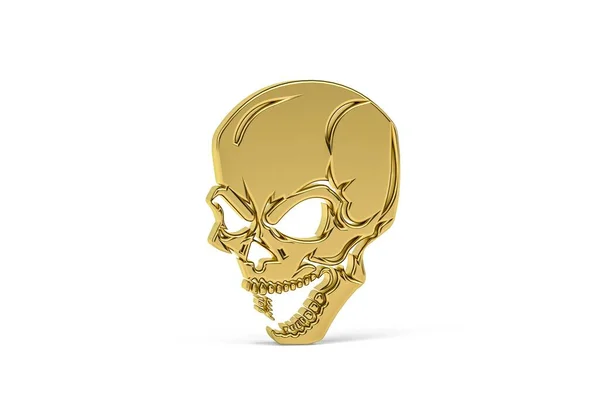 Beyaz Arkaplanda Izole Edilmiş Altın Kafatası Simgesi Oluşturma — Stok fotoğraf