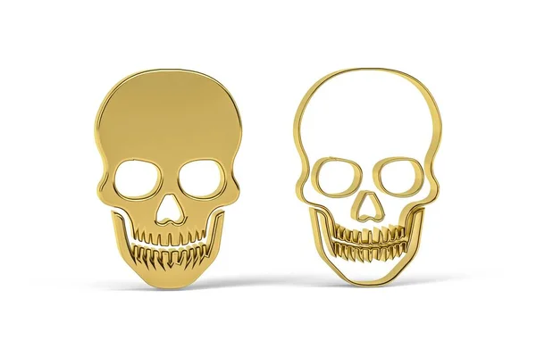 Golden Skull Icon Isolated White Background Render Stock Photo