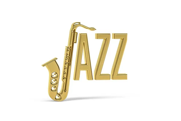 Ícone Música Jazz Dourado Isolado Fundo Branco Renderização — Fotografia de Stock