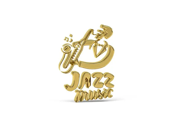 Ícone Música Jazz Dourado Isolado Fundo Branco Renderização — Fotografia de Stock