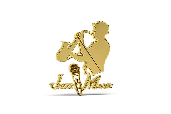 Ícone Música Jazz Dourado Isolado Fundo Branco Renderização — Fotografia de Stock