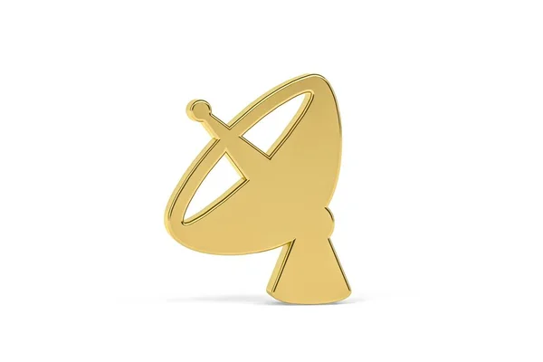 Golden Antenn Ikon Isolerad Vit Bakgrund Render — Stockfoto