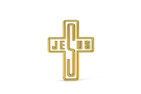 Goldenes Kreuz Symbol Isoliert Auf Weißem Hintergrund Renderer — Stockfoto