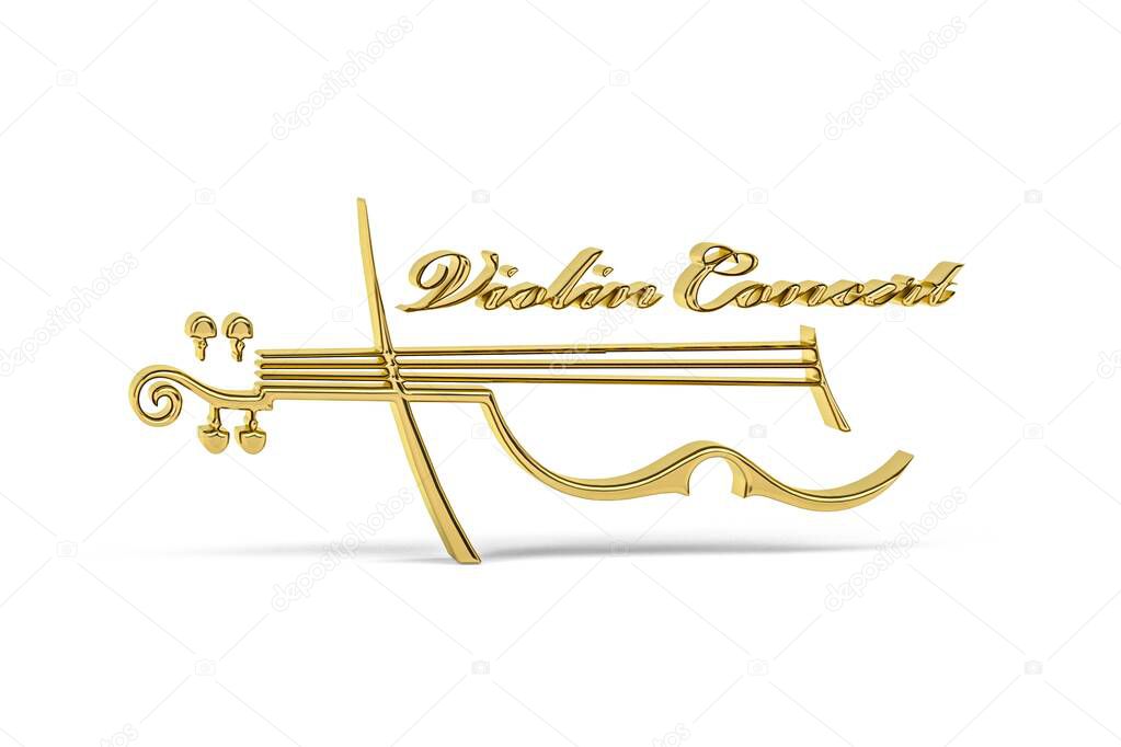 Golden 3d classical music icon isolated on white background - 3d render