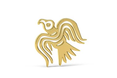 Beyaz arkaplanda izole edilmiş Altın 3D İskandinav mitolojisi simgesi - 3D görüntüleme