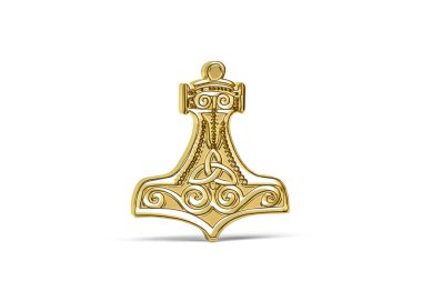 Golden 3D Norse mythology icon isolated on white background - 3D render clipart