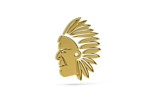 Golden Indianstammar Ikon Isolerad Vit Bakgrund Render — Stockfoto