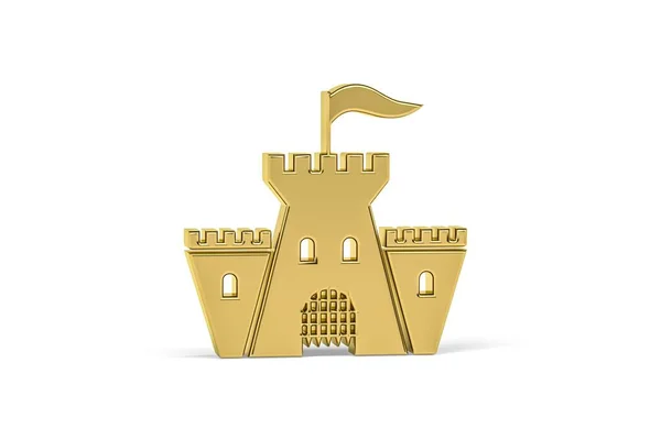 Golden Slott Ikon Isolerad Vit Bakgrund Render — Stockfoto