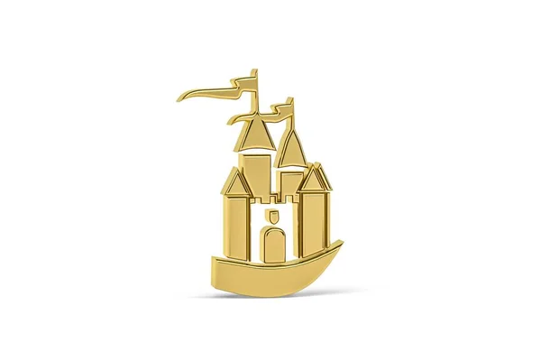 Golden Slott Ikon Isolerad Vit Bakgrund Render — Stockfoto