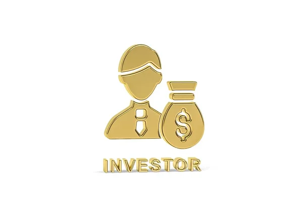 Ícone Investimento Dourado Isolado Fundo Branco Renderização — Fotografia de Stock