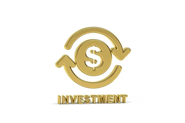 Golden Investera Ikon Isolerad Vit Bakgrund Render — Stockfoto