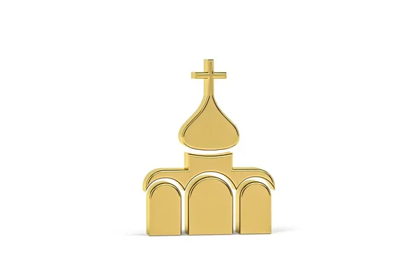 Arany Templom Ikon Elszigetelt Fehér Háttér Render — Stock Fotó