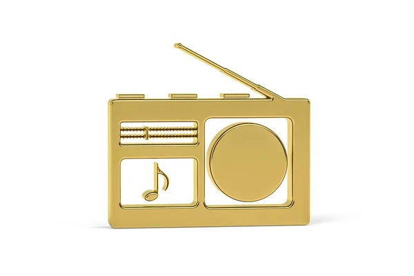 Golden Radio Icoon Geïsoleerd Witte Achtergrond Render — Stockfoto
