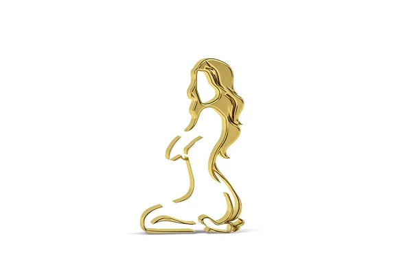 Beleza Corpo Feminino Dourado Mulher Nua Ícone Isolado Fundo Branco — Fotografia de Stock