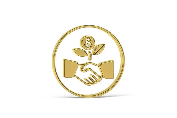 Ícone Dourado Empresa Inicialização Isolado Fundo Branco Renderização — Fotografia de Stock