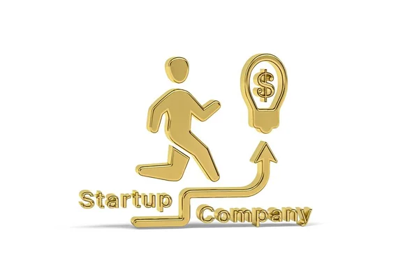 Golden Startup Bedrijf Pictogram Geïsoleerd Witte Achtergrond Render — Stockfoto