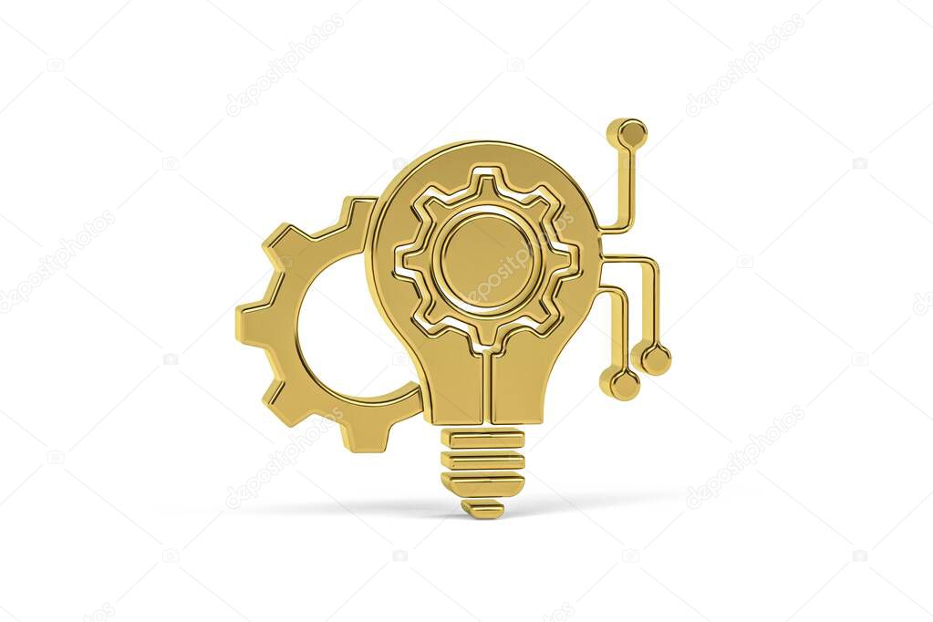 Golden 3d innovation icon isolated on white background - 3d render