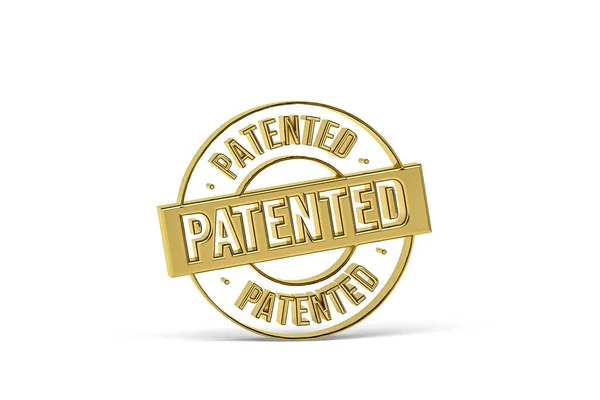 Golden Patent Ikon Isolerad Vit Bakgrund Render — Stockfoto