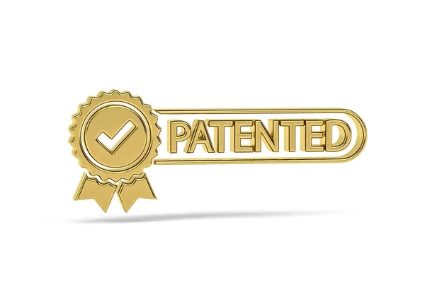 Golden Patent Ikon Isolerad Vit Bakgrund Render — Stockfoto
